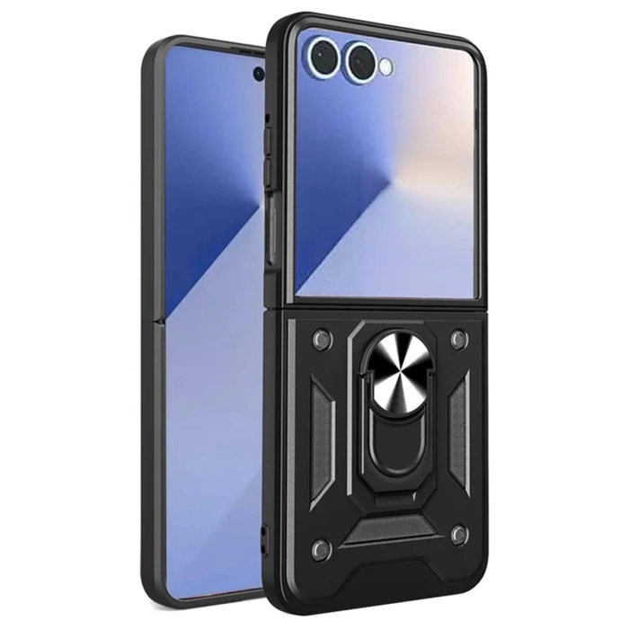 Hybrid Armor Camshield Armored Case with Stand and Camera Cover for Samsung Galaxy Z Fold 7 - Black