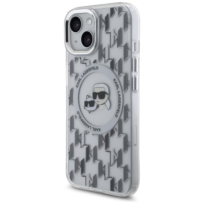 Karl Lagerfeld KLHMP15SHMCKMHT iPhone 15 6.1" przezroczysty/transparent IML Monogram Karl&Choupette Head MagSafe