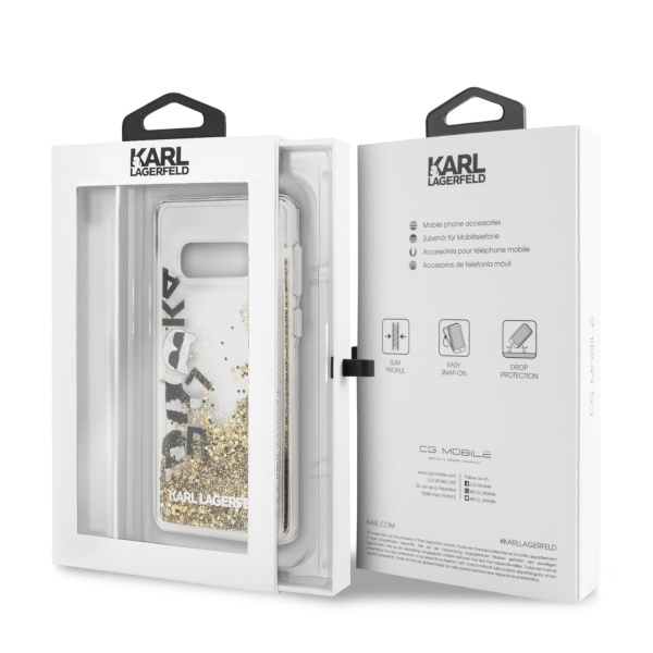 Coque KARL LAGERFELD Étui pailleté noir et or pour Samsung Galaxy S10e