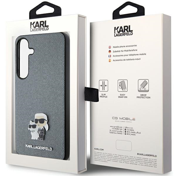 Etui Karl Lagerfeld KLHCS24MPSAKCMPG Samsung Galaxy S24 Plus S926 hardcase szary/grey Saffiano Karl & Choupette Metal Pin Case