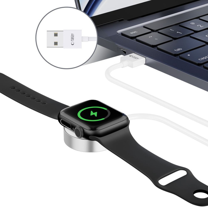 Kábel Magnetic Tech-protect Ultraboost Magnetic töltőkábel 120cm Apple Watch Fehér