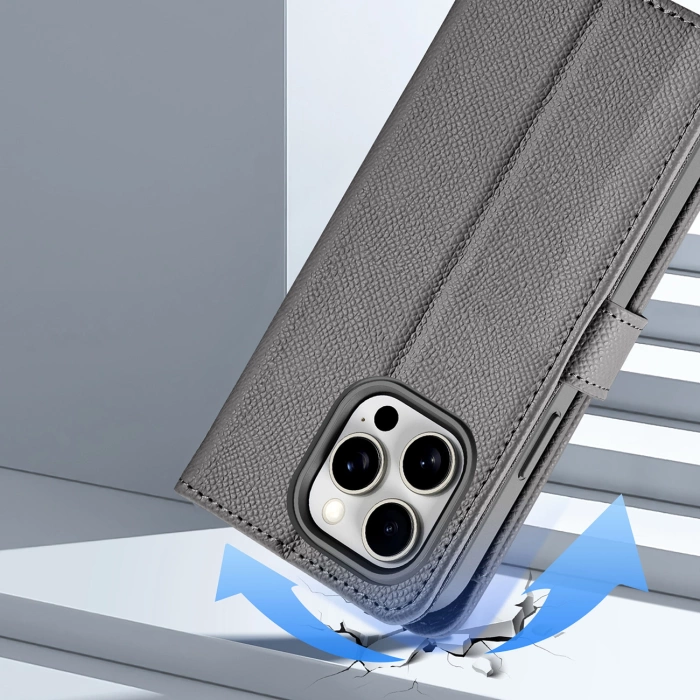 Dux Ducis Lawa Lederhülle für iPhone 15 Pro Max - Grau