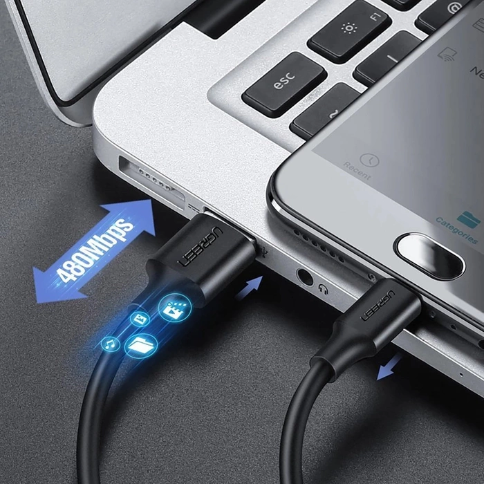 Cavo UGREEN USB-A Micro USB QuickCharge 3.0 2.4A 0.25m Nero