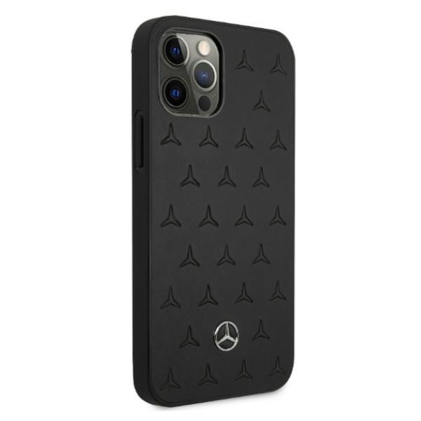 Coque MERCEDES Apple iPhone 12 Pro Max Leather Stars Pattern Black Hardcase