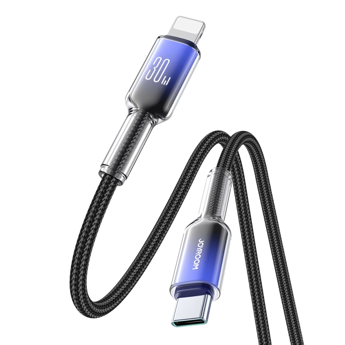 Joyroom S-A42 Crystal-Clear Series 30W USB-C – Lightning Kabel 1,2 m – Schwarz