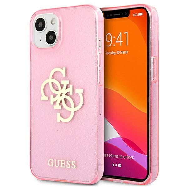 Cover GUESS Apple iPhone 13 Mini Glitter 4G Big Logo Rosa Hardcase