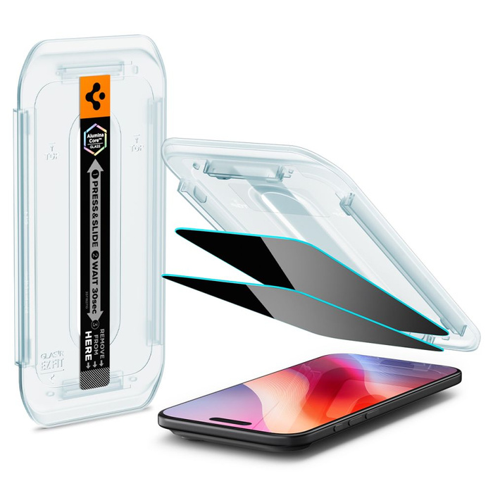 Glass PRIVATIZING Spigen IPhone 17 AIR GLAS.TR "EZ FIT" 2-PACK PRIVACY