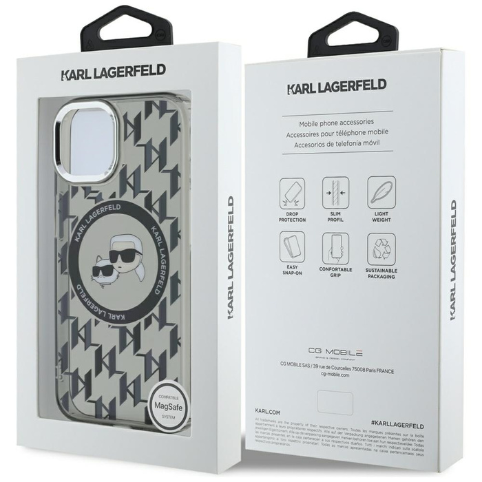 Karl Lagerfeld KLHMP15MHMCKMHK iPhone 15 Plus 6.7" czarny/black IML Monogram Karl&Choupette Head MagSafe