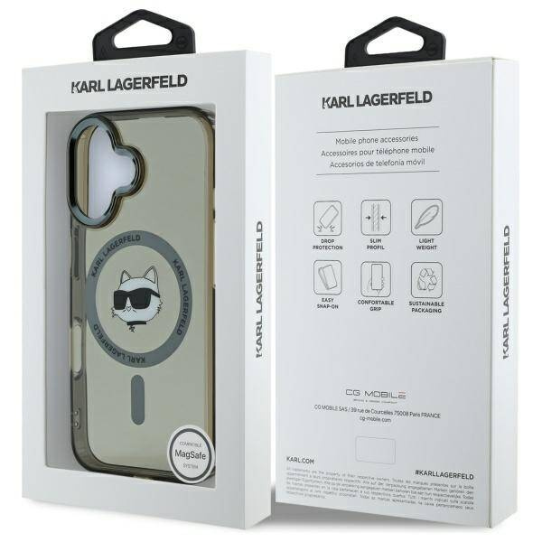 Etui Karl Lagerfeld iPhone 16 Plus 6.7" czarny/black hardcase IML Metal Choupette Head MagSafe
