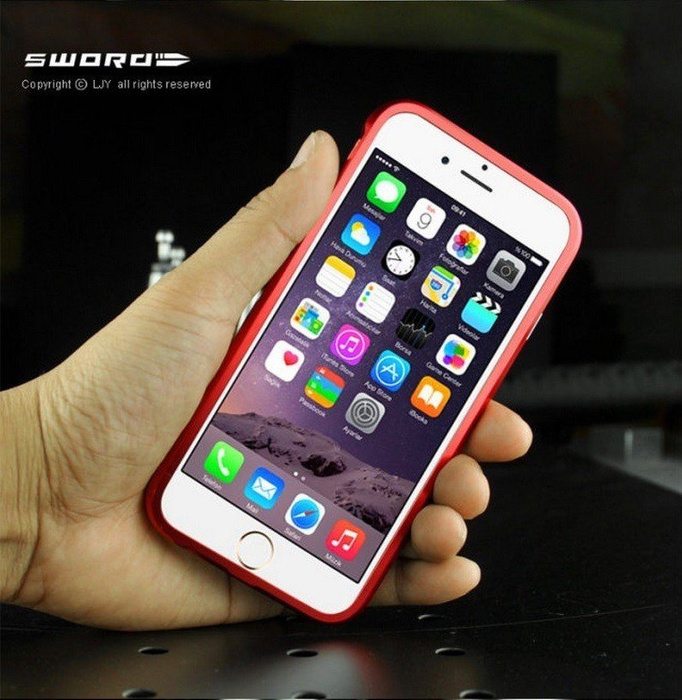 Telefontok LJY Sword 6 iPhone 6 6 6S Alumínium lökhárító keret Piros