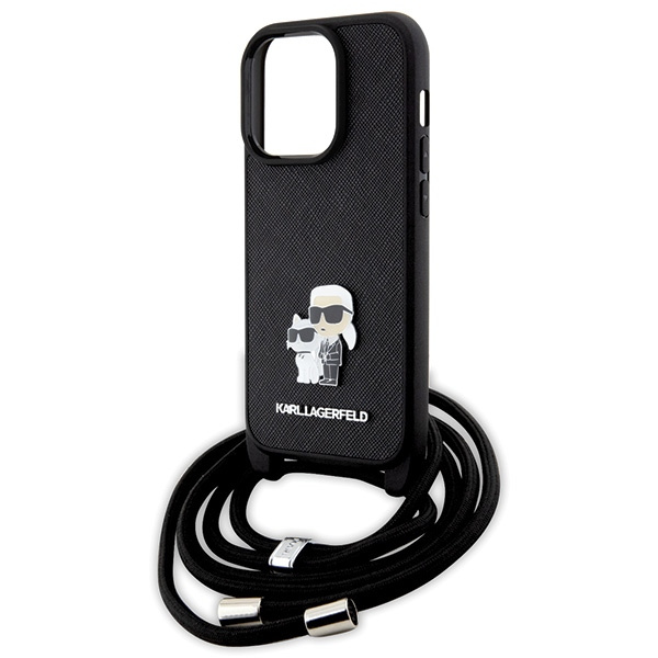 Karl Lagerfeld KLHCP14LSAKCPSK iPhone 14 Pro 6.1" hardcase black/black Crossbody Saffiano Metal Pin Karl &amp; Choupette