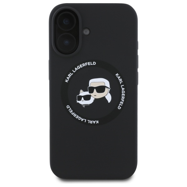Karl Lagerfeld KLHMP16SSKCHTCK iPhone 16  6.1" czarny/black hardcase Silicone Karl&Choupette Heads MagSafe