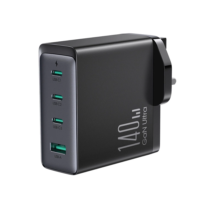 Chargeur GaN UK Joyroom JR-TCG05UK 140W 3x USB-C USB-A + câble USB-C / USB-C 240W 1,2m