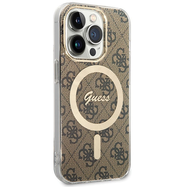 Guess GUHMP15LH4STW iPhone 15 Pro6.1" brązowy/brown hardcase IML 4G MagSafe