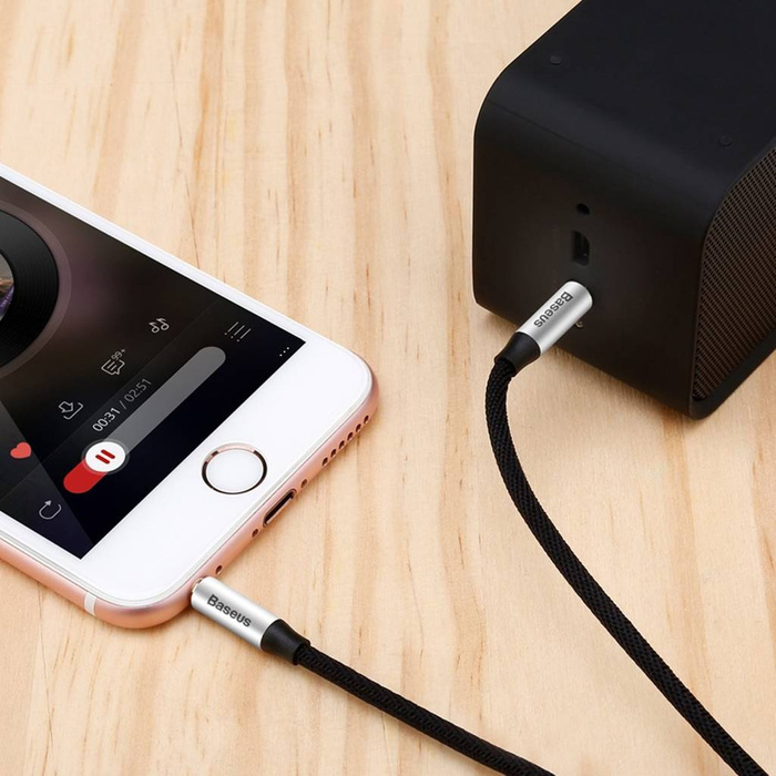 Baseus Yiven M30 stereo AUX audio kabel 3,5 mm samec mini jack 1,5 m stříbrno-černý (CAM30-CS1)