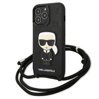 Karl Lagerfeld KLHCP13LCMNIPK iPhone 13 Pro / 13 6.1" hardcase black/black Leather Monogram Patch and Cord Iconik