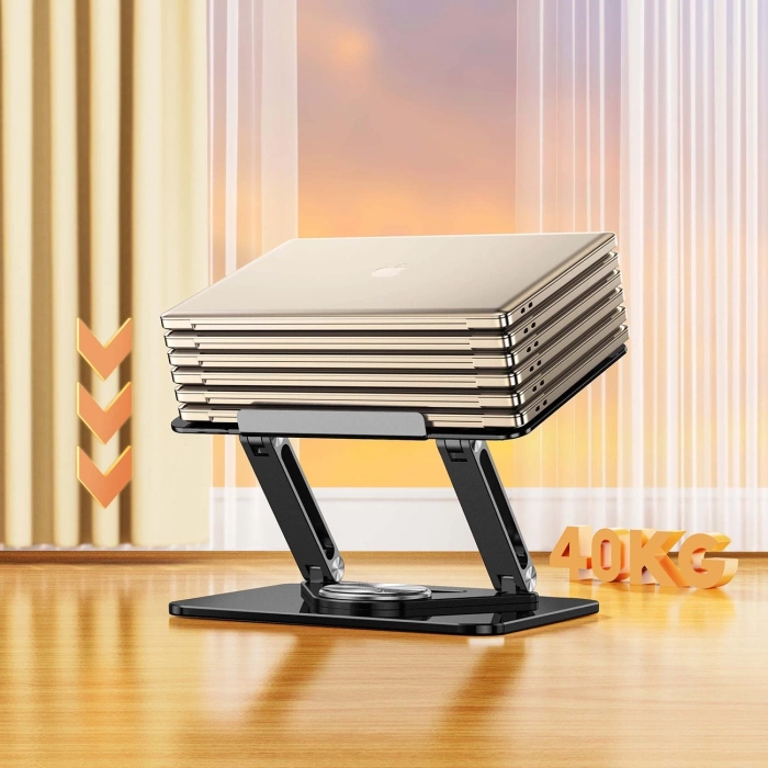 Wozinsky WRS-CPY84SB 360-Laptopständer aus Aluminium + Gratis! Smartphone-Ständer – schwarz