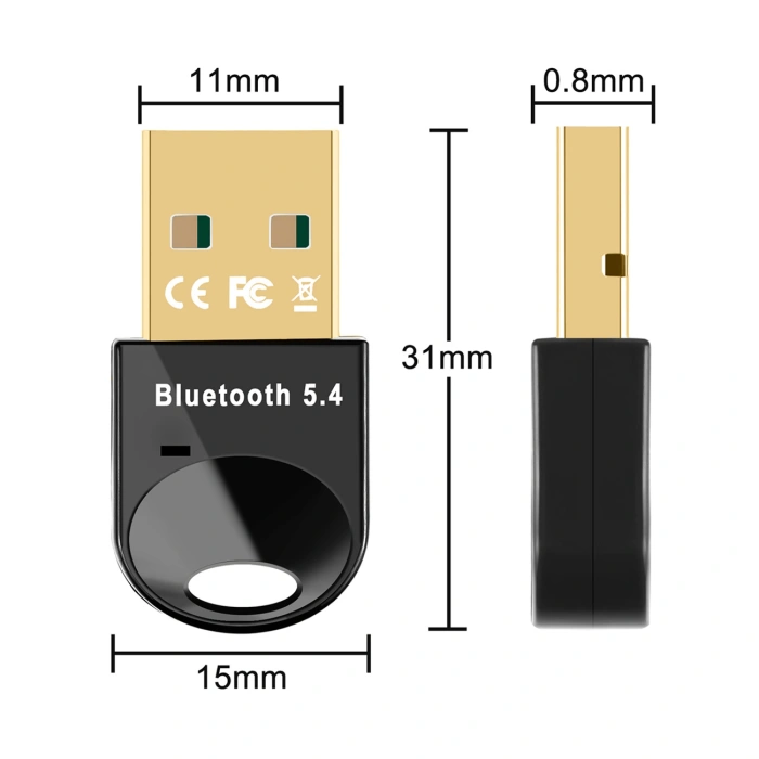 Mini adapter Bluetooth 5.4 Wozinsky WUSB54YS USB-A odbiornik nadajnik do komputera - czarny