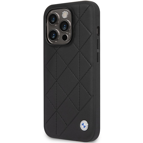 Coque BMW BMHCP14L22RQDK iPhone 14 Pro 6.1" Cuir noir/noir matelassé