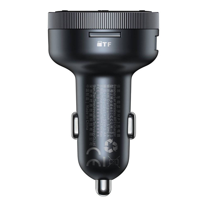 Baseus Enjoy Car LED Wireless 2x USB / 3,5mm jack MP3 Charger Bluetooth 5.0 3.4A Black (CCLH-01)