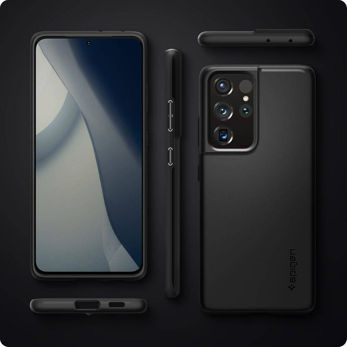Puzdro SPIGEN Galaxy S21 Ultra Thin Fit Black Case