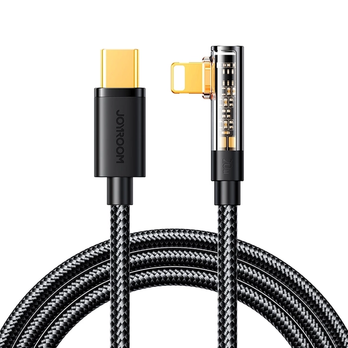 Cable Lightning en ángulo Joyroom - USB C para carga rápida y transferencia de datos 20W 1,2 m negro (S-CL020A6)