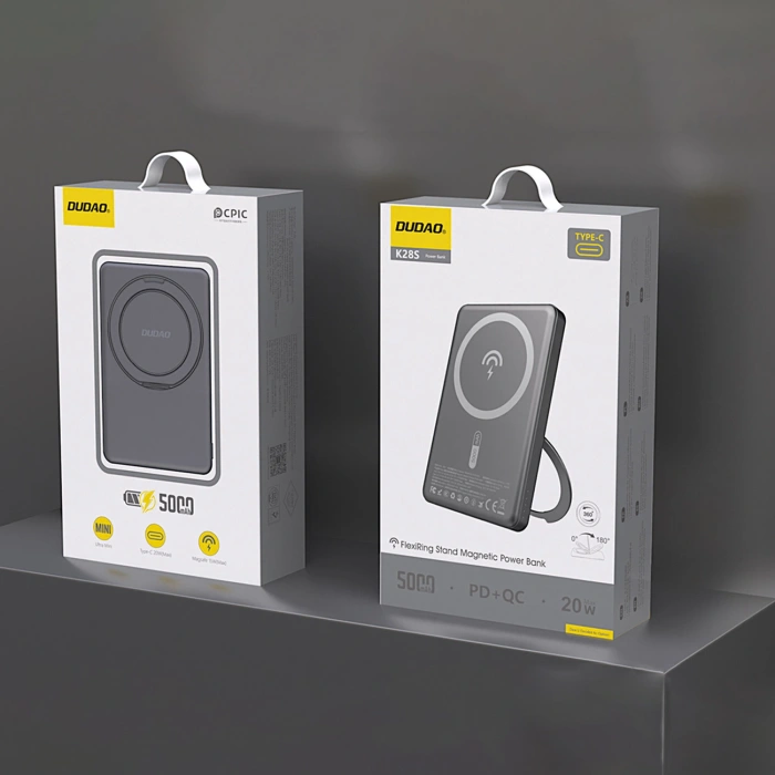 Powerbank Dudao K28S 20W PD 5000mAh z MagSafe i podstawką - szary