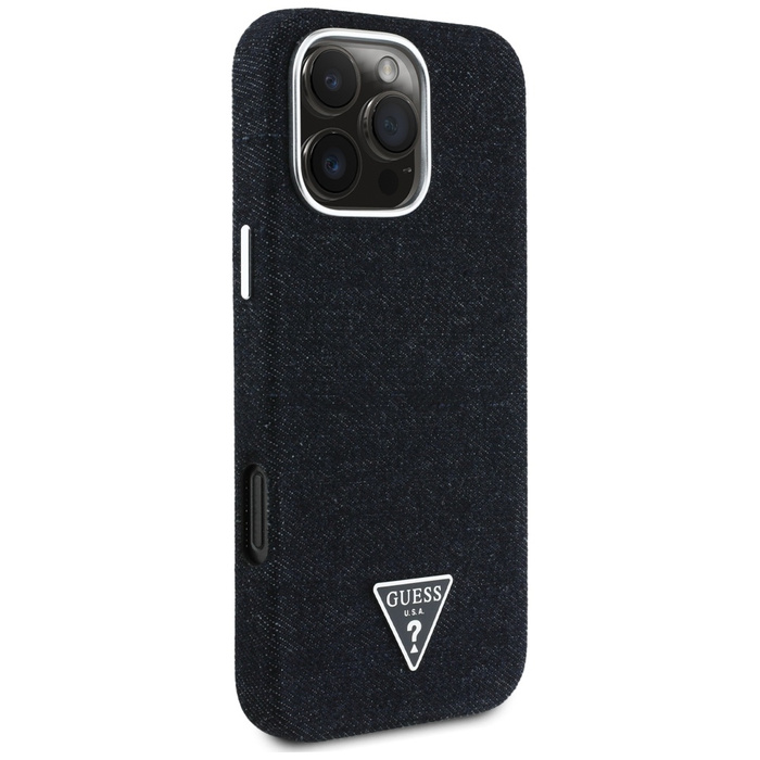Etui Guess Denim Triangle Logo MagSafe   do iPhone 16 Pro Max czarny
