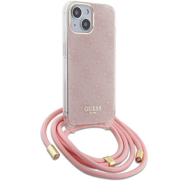 Etui Guess GUHCP15SHC4SEP iPhone 15 / 14 / 13 6.1" różowy/pink hardcase Crossbody Cord 4G Print Case