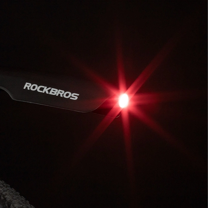 Garde-boue Rockbros DNB8001 avec lumière LED rouge - noir
