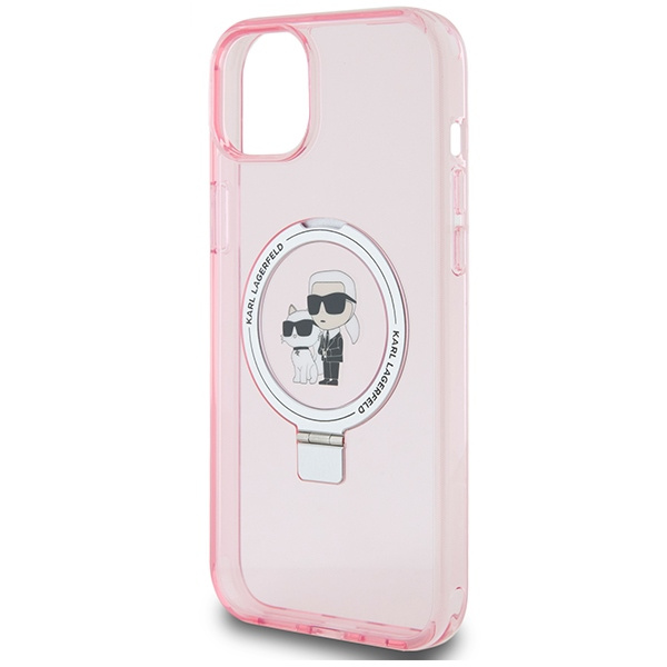 Case Karl Lagerfeld KLHMP15SHMRSKCP iPhone 15 6.1" pink/pink hardcase Ring Stand Karl&amp;Choupettte MagSafe Case