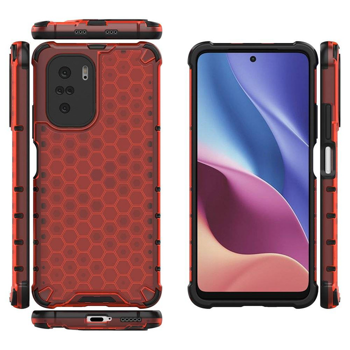 Housse blindée en nid d'abeille coque avec cadre en gel Xiaomi Redmi K40 Pro+ / K40 Pro / K40 / Poco F3 rouge