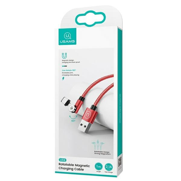 Geflochtenes magnetisches Kabel USAMS MicroUSB 2.1A Schnellladung 1m Einstellbarer Winkel U59 SJ474USB02 US-SJ474 Rot