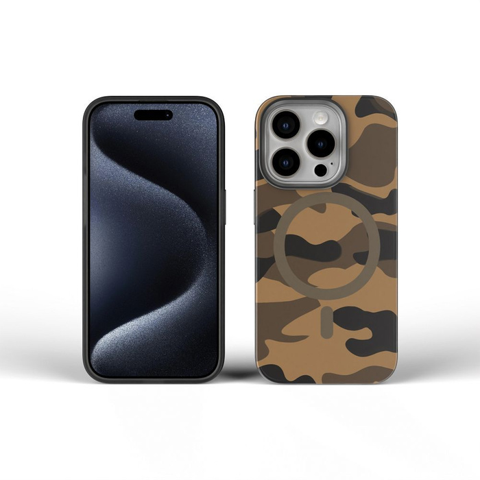 Etui na iPhone 16 PLUS Forcell F-Protect Levels Dual Layer 4D technology zgodny z MagSafe Military Drop-Test desert camo