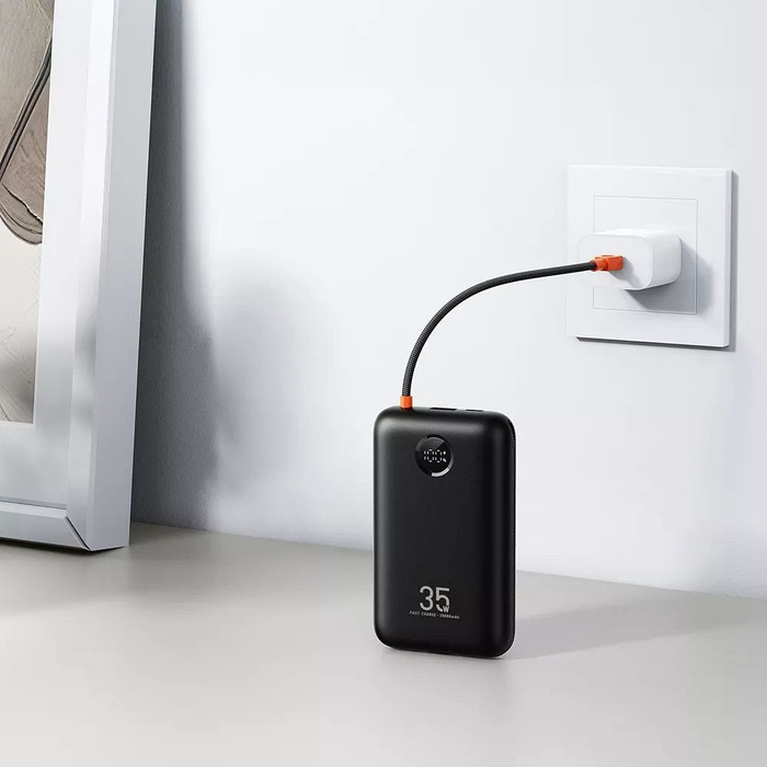 Powerbank Veger K2 (W2068) PD QC3.0 35W 20000 mAh z wbudowanymi kablami Typ C / Lightning czarny