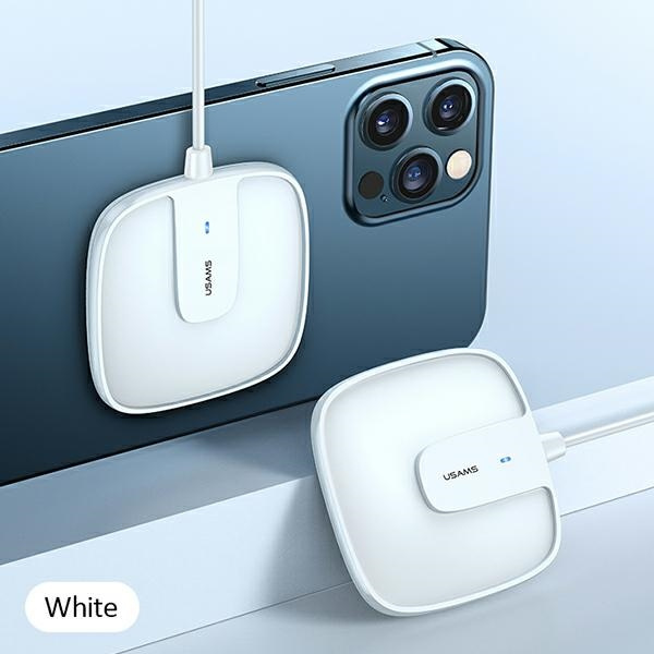 USAMS Apple iPhone 12 Serie Magnetisches W1 15W Extra-dünnes induktives Ladegerät US-CD159 CD159DZ02 Weiß