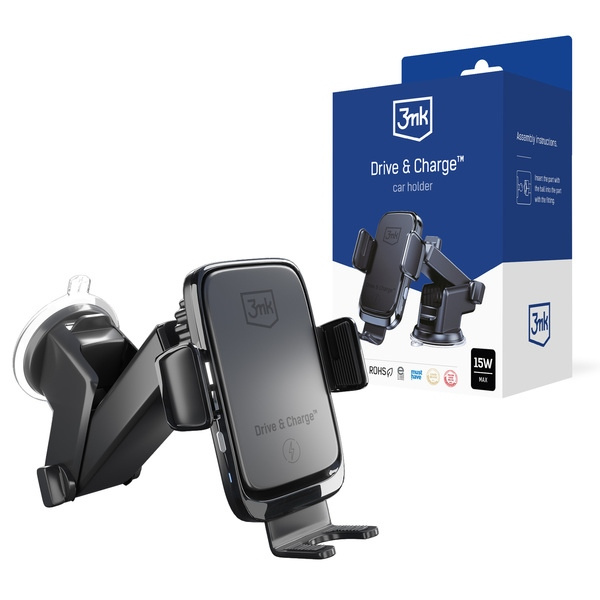 3mk Drive&amp;Charge holder inductive car opening electric 15W windshield/board/grille mounting