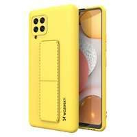 Wozinsky Kickstand Case flexible silicone cover with a stand Samsung Galaxy A42 5G yellow