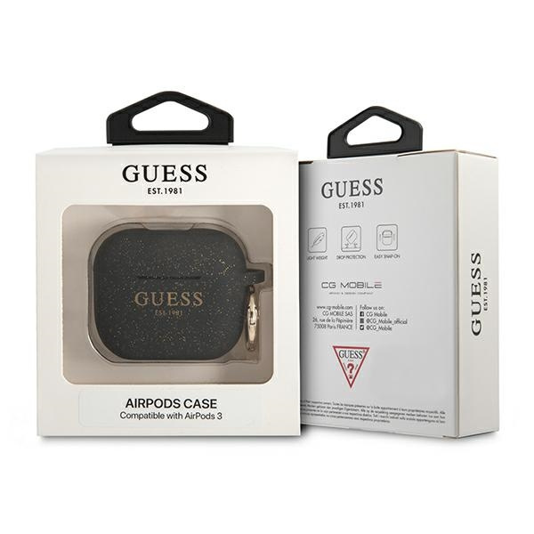 Guess Apple GUA3SGGEK AirPods 3 Hülle schwarz / schwarz Silikon Glitzer