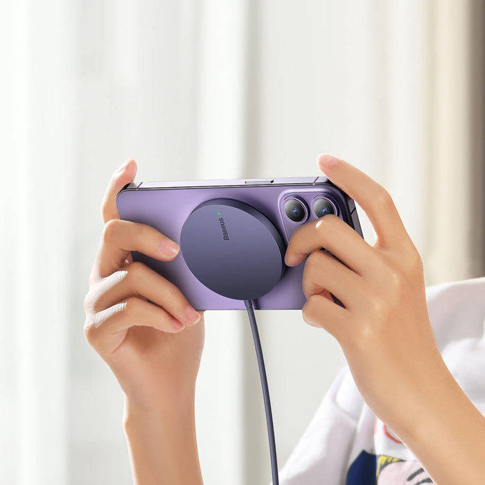 Chargeur magnétique Baseus Simple Mini3 MagSafe Qi 15W violet