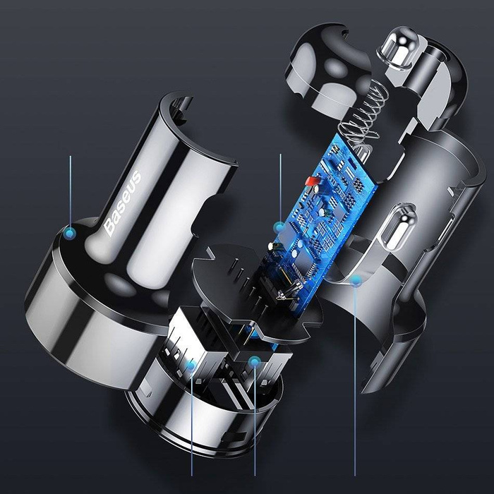 [B WARE] Baseus Magic Series Dual QC - Autoladegerät Quick Charge 3.0 2x USB 45W 6A schwarz (CCMLC20A-01)