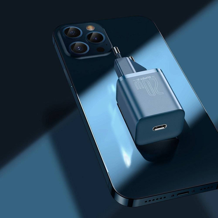 Rychlá nabíječka Baseus Super Si 1C USB Typ C 20W Napájení + USB kabel Typ C - Lightning 1m modrý (TZCCSUP-B03)