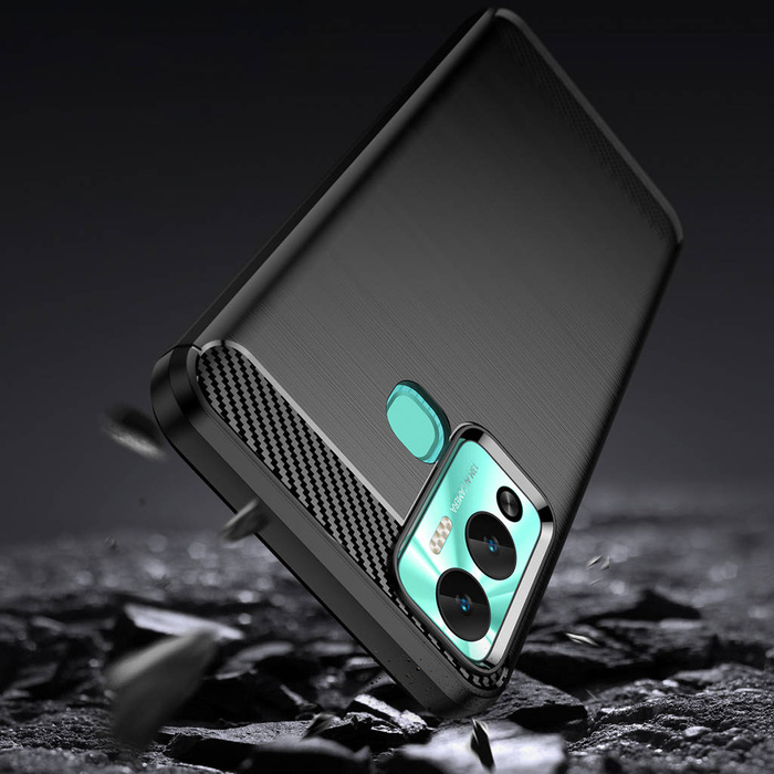 Funda Carbon Case para Infinix Hot 12 Play NFC / Hot 12 Play funda flexible silicona carbono negra