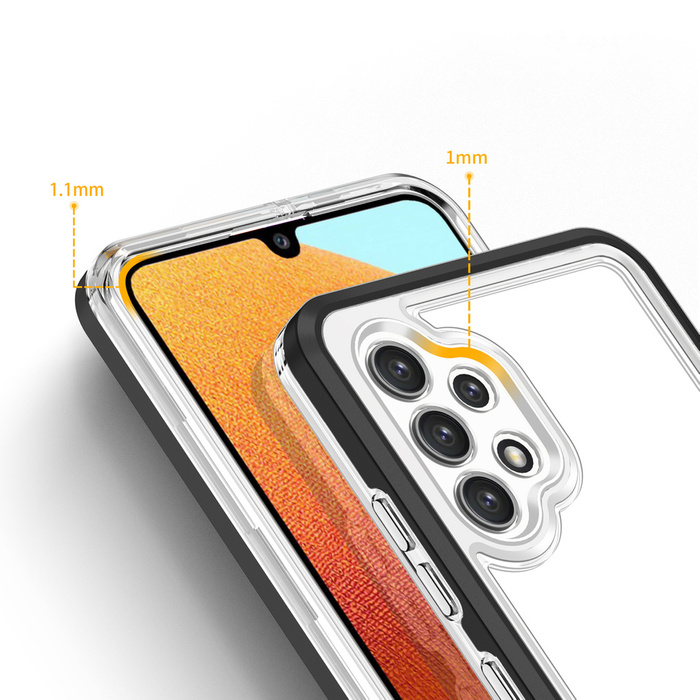 Průhledný kryt 3v1 pouzdro pro Samsung Galaxy A32 5G gelový kryt s rámečkem černý