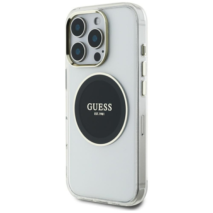 Etui Guess IML Metal Colored Circle      Classic Logo MagSafe do iPhone 16 Pro Max czarny