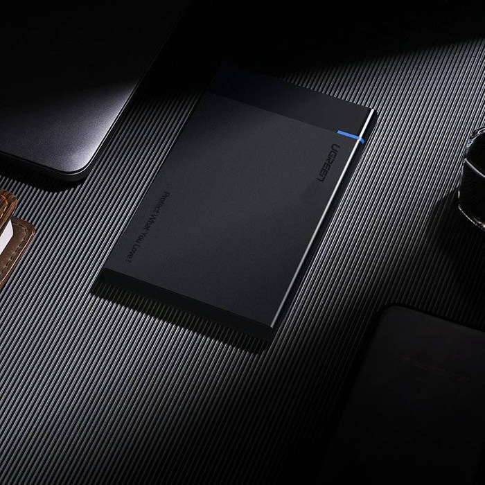 Ugreen Schacht für HDD SSD 2,5'' SATA Laufwerksgehäuse USB 3.2 Gen 1 (5 Gbps) USB Typ C + 0,5 m Kabel schwarz (US221 50743)