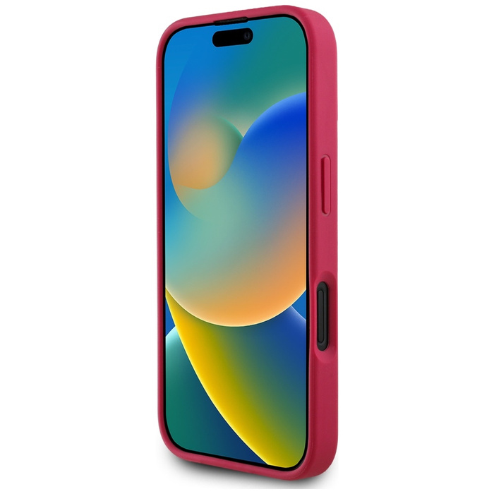 Etui Guess Grained Printed Flower         Pattern MagSafe do iPhone 16 fuksja