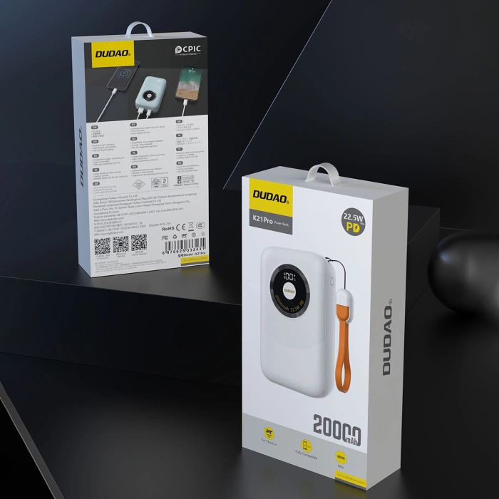 Powerbank Dudao K21Pro Mini 20000mAh 22.5W - white