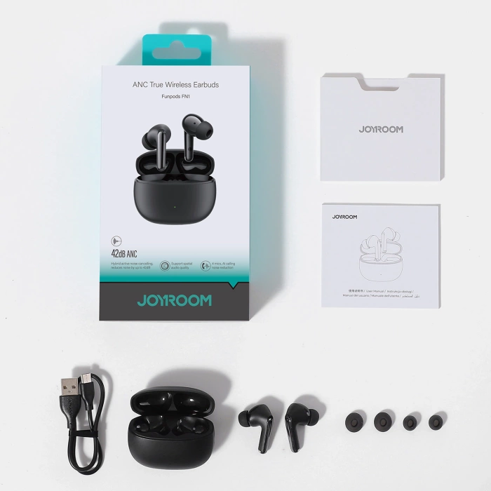 Joyroom Funpods JR-FN1 kabellose In-Ear-TWS Bluetooth 5.4 ANC ENC-Kopfhörer – Schwarz