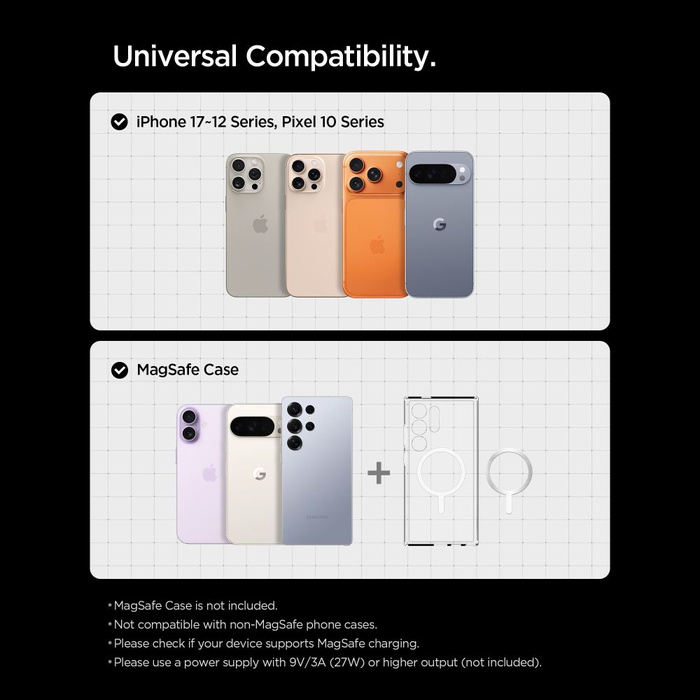 SPIGEN EV15MAQ ESSENTIAL MAGNETIC MAGSAFE VENT CAR MOUNT WIRELESS CHARGER 15W Qi2 BLACK